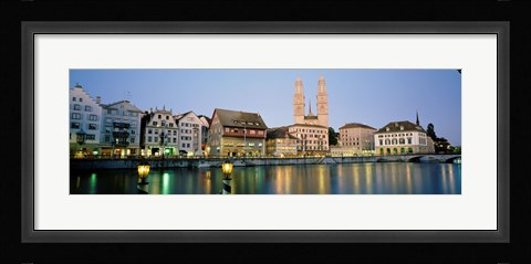 Framed Evening, Cityscape, Zurich, Switzerland Print
