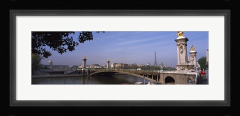 Framed Bridge across a river with the Eiffel Tower in the background, Pont Alexandre III, Seine River, Paris, Ile-de-France, France Print