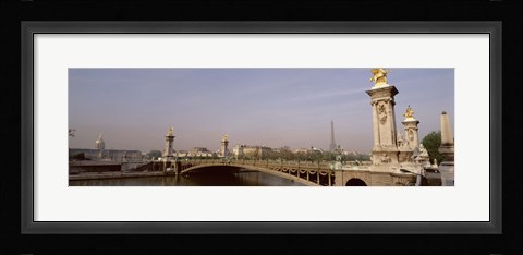 Framed Bridge over a river, Alexandre III Bridge, Eiffel Tower, Paris, France Print