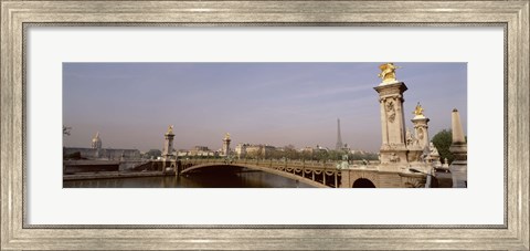 Framed Bridge over a river, Alexandre III Bridge, Eiffel Tower, Paris, France Print