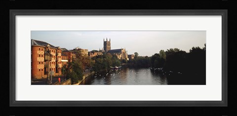Framed Church Along A River, Worcester Cathedral, Worcester, England, United Kingdom Print