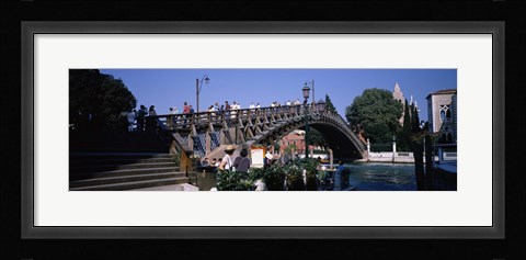 Framed Tourists on a bridge, Accademia Bridge, Grand Canal, Venice, Veneto, Italy Print