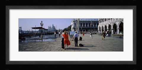 Framed Tourists at a town square, St. Mark's Square, Venice, Veneto, Italy Print