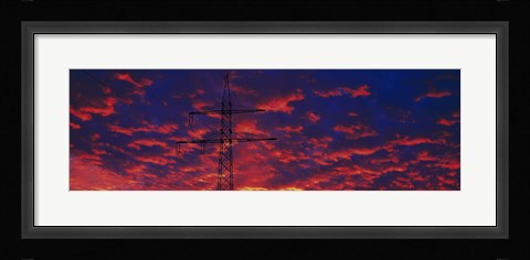 Framed Power lines at sunset Germany Print