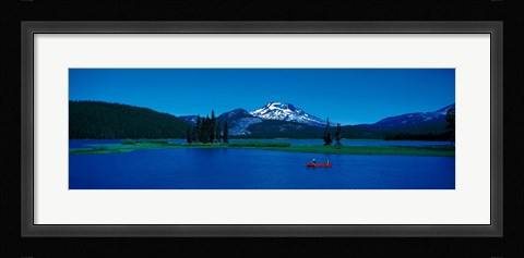 Framed South Sister canoeing Sparks Lake OR USA Print