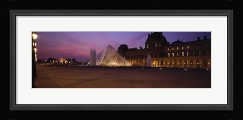 Framed Pyramid lit up at night, Louvre Pyramid, Musee Du Louvre, Paris, Ile-de-France, France Print