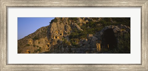 Framed Tombs on a cliff, Lycian Rock Tomb, Antalya, Turkey Print