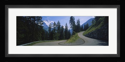 Framed Empty road passing through mountains, Bernese Oberland, Switzerland Print