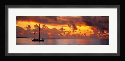 Framed Boat at sunset Print
