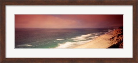 Framed Waves Crashing Into Stormy Coast, San Mateo, California, USA Print
