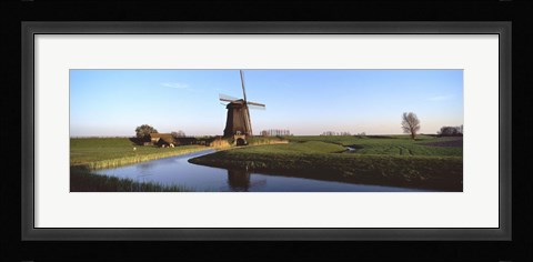 Framed Windmill, Schermerhorn, Netherlands Print