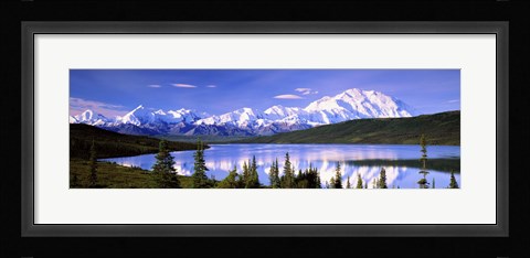 Framed Snow Covered Mountains, Mountain Range, Wonder Lake, Denali National Park, Alaska, USA Print