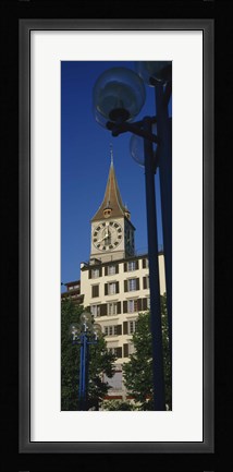 Framed Low angle view of a clock tower, Zurich, Canton Of Zurich, Switzerland Print