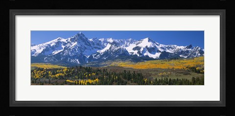 Framed Mountains covered in snow, Sneffels Range, Colorado, USA Print