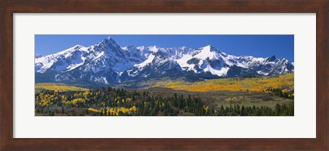 Framed Mountains covered in snow, Sneffels Range, Colorado, USA Print