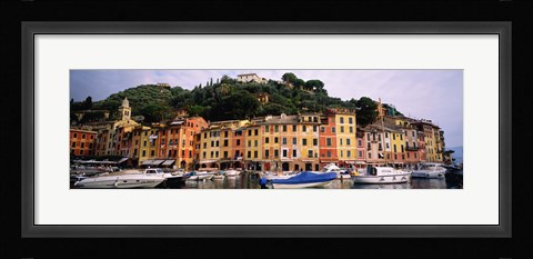 Framed Harbor Houses Portofino Italy Print