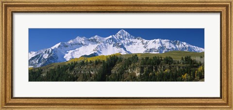 Framed Snowcapped mountains on a landscape, Wilson Peak in autum, San Juan Mountains, near Telluride, Colorado Print