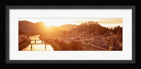 Framed Austria, Salzburg, Sunrise over Salzach River Print