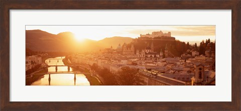 Framed Austria, Salzburg, Sunrise over Salzach River Print