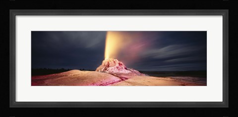 Framed Steam erupting from a geyser, White Dome Geyser, Lower Geyser Basin, Yellowstone National Park, Wyoming, USA Print