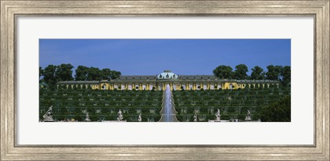 Framed Formal garden in front of a palace, Sanssouci Palace, Potsdam, Brandenburg, Germany Print