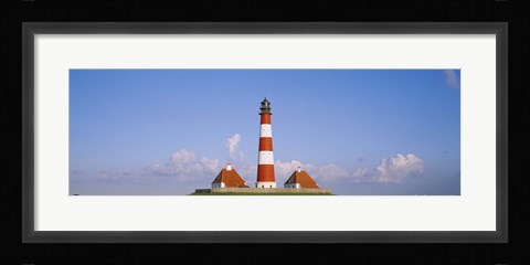 Framed Lighthouse on a landscape, Westerhever Lighthouse, Schleswig-Holstein, Germany Print