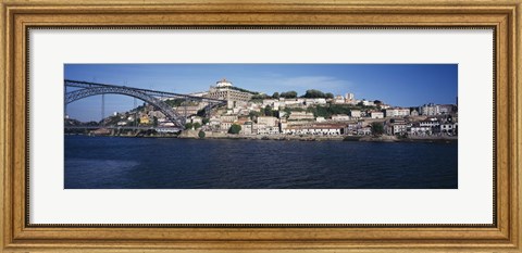 Framed Buildings at the waterfront, Serra do Pillar, Douro River, Porto, Portugal Print