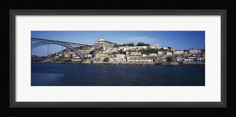 Framed Buildings at the waterfront, Serra do Pillar, Douro River, Porto, Portugal Print