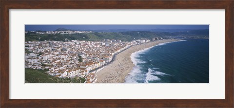 Framed High angle view of a town, Nazare, Leiria, Portugal Print