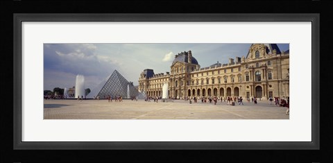 Framed Tourists near a pyramid, Louvre Pyramid, Musee Du Louvre, Paris, Ile-de-France, France Print