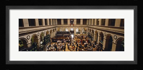 Framed High angle view of a group people at a stock exchange, Paris Stock Exchange, Paris, France Print