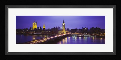 Framed Big Ben Lit Up At Dusk, Houses Of Parliament, London, England, United Kingdom Print