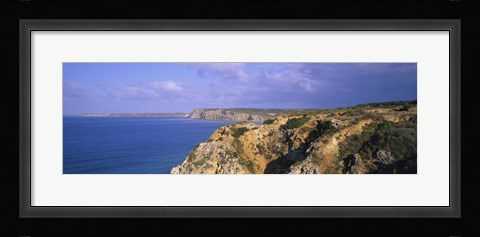 Framed Rock formations at a seaside, Algarve, Lagos, Portugal Print