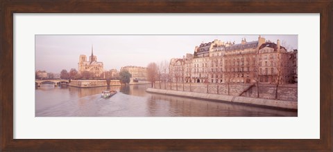 Framed Buildings Near Seine River, Notre Dame, Paris, France Print