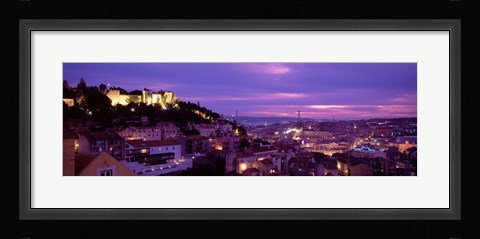 Framed Elevated View Of The City, Skyline, Cityscape, Lisbon, Portugal Print
