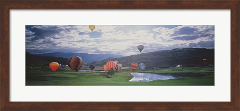 Framed Hot Air Balloons, Snowmass, Colorado, USA Print