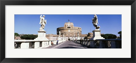 Framed Statues on both sides of a bridge, St. Angels Castle, Rome, Italy Print