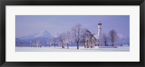 Framed Winter St Coloman Church Schwangau Germany Print