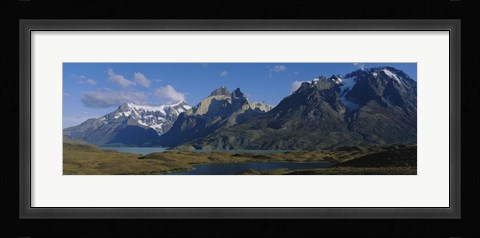 Framed Lake in front of mountains, Jagged Peaks, Lago Nordenskjold, Torres Del Paine National Park, Patagonia, Chile Print