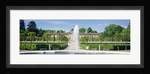 Framed Fountain in a garden, Potsdam, Germany Print