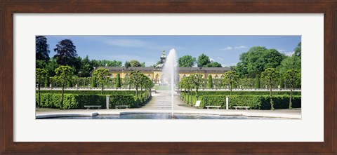 Framed Fountain in a garden, Potsdam, Germany Print