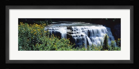 Framed Waterfall in a park, Middle Falls, Genesee, Letchworth State Park, New York State, USA Print