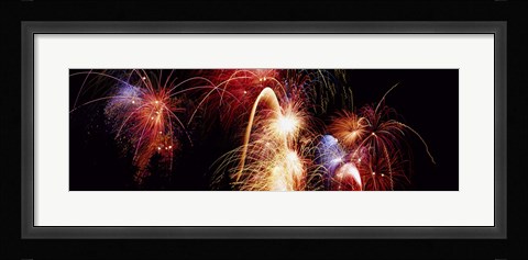 Framed Fireworks Display, Banff, Alberta, Canada Print