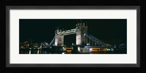 Framed Bridge lit up at night, Tower Bridge, London, England Print