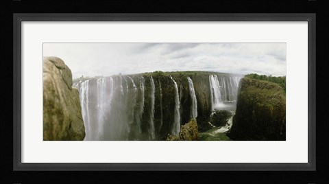 Framed Water falling into a river, Victoria Falls, Zimbabwe, Africa Print