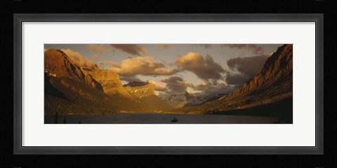 Framed Mountains surrounding a lake, St. Mary Lake, Glacier Bay National Park, Montana, USA Print