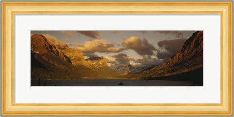 Framed Mountains surrounding a lake, St. Mary Lake, Glacier Bay National Park, Montana, USA Print