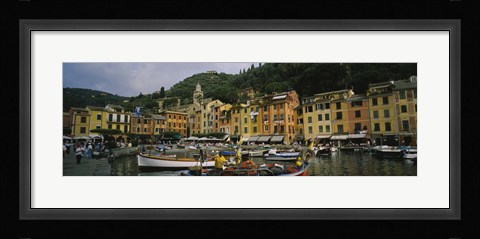 Framed Fishing boats at the harbor, Portofino, Italy Print