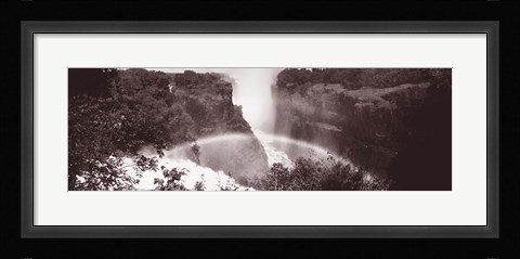 Framed Victoria Falls Zimbabwe Africa (black and white) Print