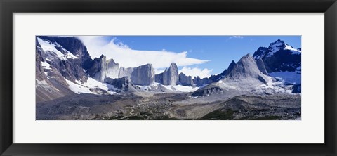 Framed Snow Covered Peaks,Torres Del Paine National Park, Patagonia, Chile Print